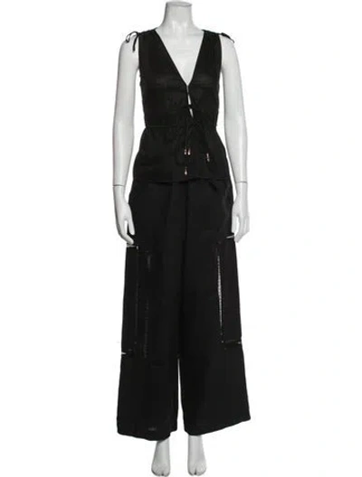 Pre-owned Staud Linen Pant Set In Black