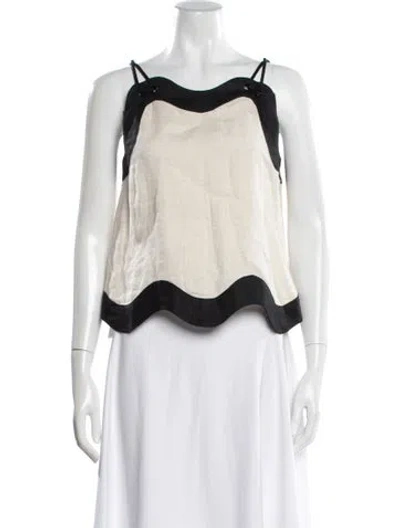 Pre-owned Staud Linen Scoop Neck Top In Multi
