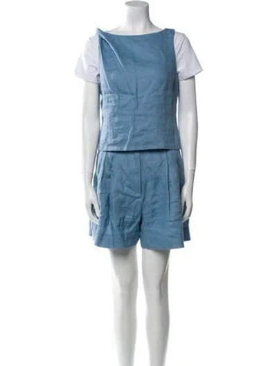 Pre-owned Staud Linen Short Set In Blue