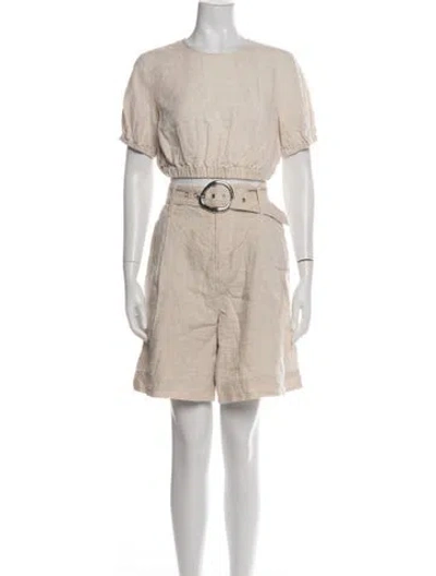 Pre-owned Staud Linen Short Set In Neutral