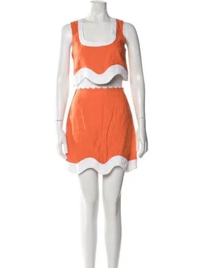 Pre-owned Staud Linen Skirt Set In Orange
