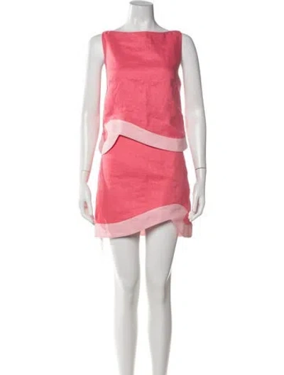 Pre-owned Staud Linen Skirt Set In Pink