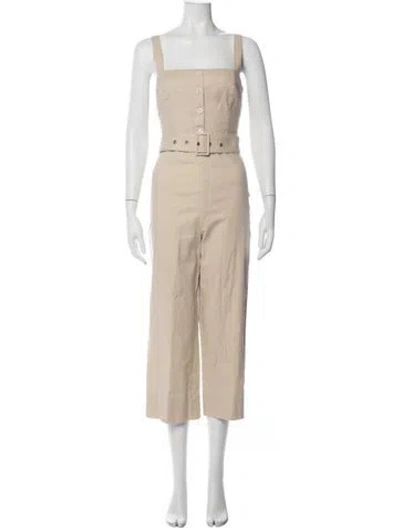 Pre-owned Staud Linen Square Neckline Jumpsuit In Pink
