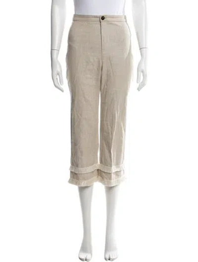 Pre-owned Staud Linen Straight Leg Pants In Neutral