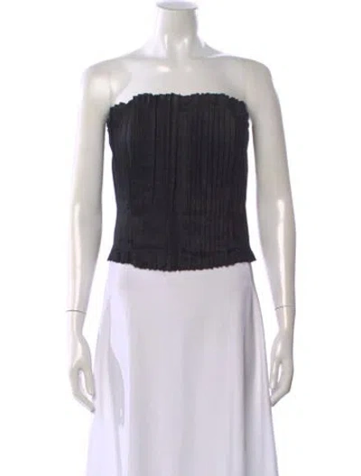 Pre-owned Staud Linen Strapless Crop Top In Black
