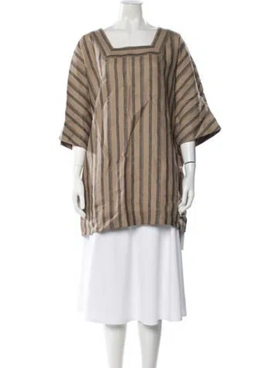 Pre-owned Staud Linen Striped Top In Neutral