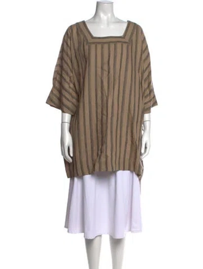 Pre-owned Staud Linen Striped Top In Neutrals
