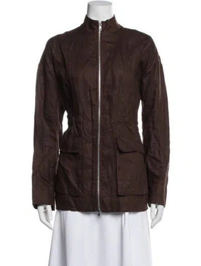 Pre-owned Staud Linen Utility Jacket In Brown