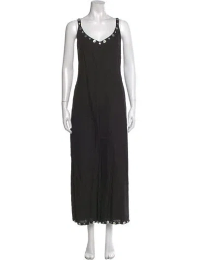 Pre-owned Staud Linen V-neck Jumpsuit In Black