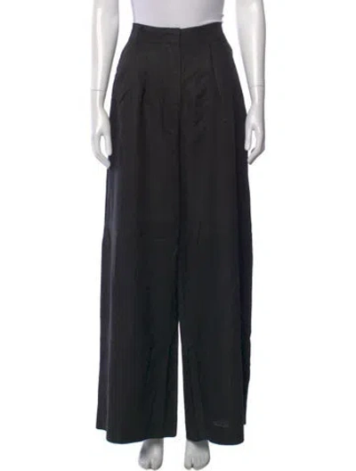 Pre-owned Staud Linen Wide Leg Pants In Black