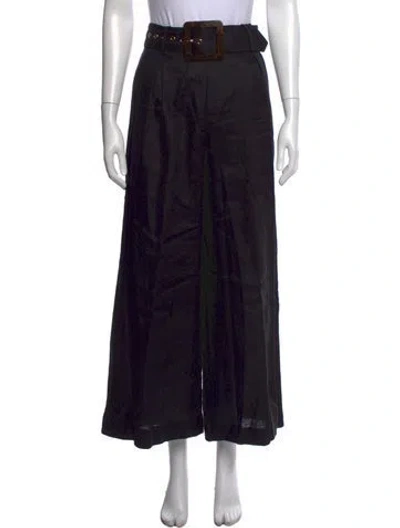 Pre-owned Staud Linen Wide Leg Pants In Black