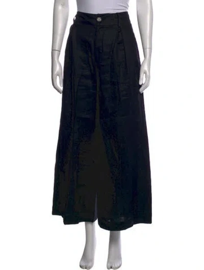 Pre-owned Staud Linen Wide Leg Pants In Black