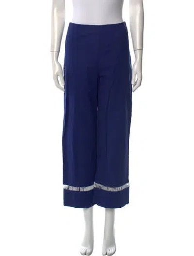 Pre-owned Staud Linen Wide Leg Pants In Blue