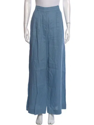 Pre-owned Staud Linen Wide Leg Pants In Blue