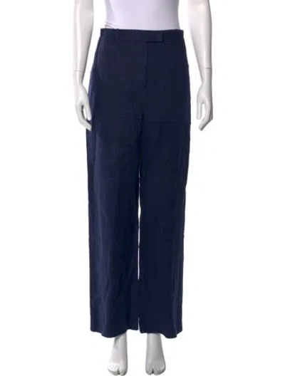 Pre-owned Staud Linen Wide Leg Pants In Blue