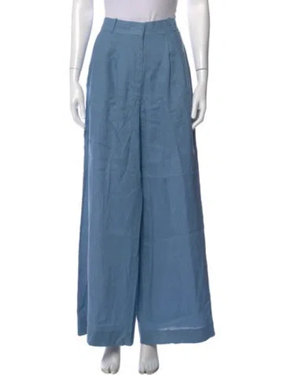 Pre-owned Staud Linen Wide Leg Pants In Blue