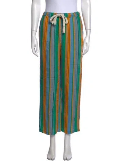 Pre-owned Staud Linen Wide Leg Pants In Blue