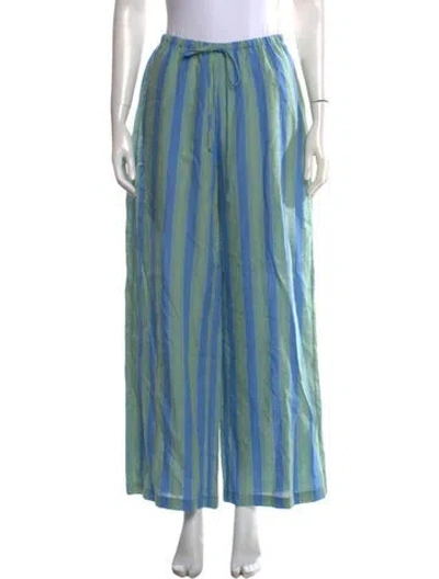 Pre-owned Staud Linen Wide Leg Pants In Blue