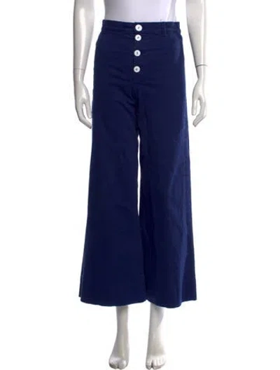 Pre-owned Staud Linen Wide Leg Pants In Blue