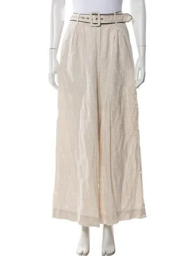 Pre-owned Staud Linen Wide Leg Pants In Brown