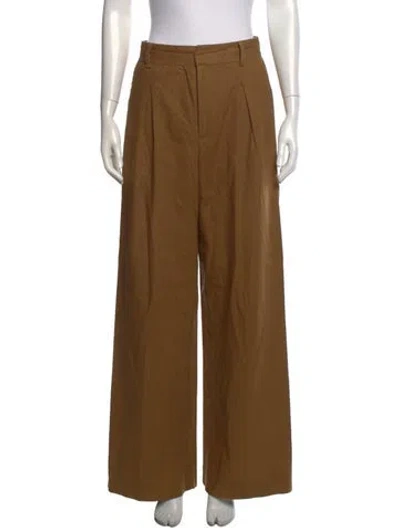 Pre-owned Staud Linen Wide Leg Pants In Brown