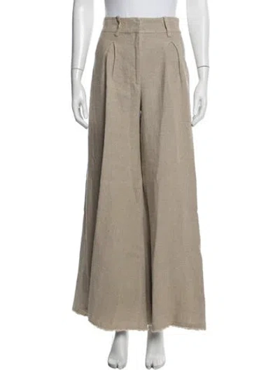 Pre-owned Staud Linen Wide Leg Pants In Gray