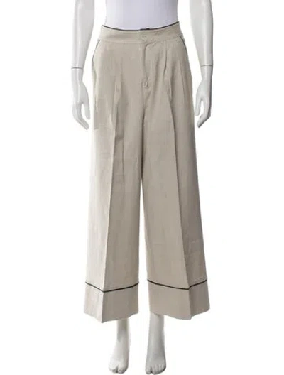 Pre-owned Staud Linen Wide Leg Pants In Grey