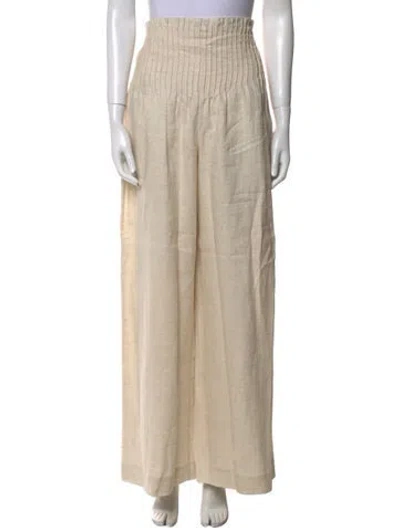 Pre-owned Staud Linen Wide Leg Pants In Neutral