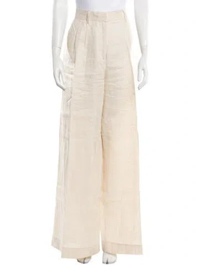 Pre-owned Staud Linen Wide Leg Pants In Neutral
