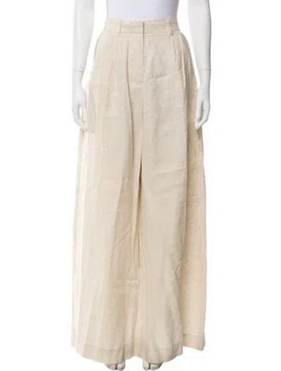 Pre-owned Staud Linen Wide Leg Pants In Neutral