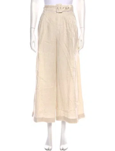 Pre-owned Staud Linen Wide Leg Pants In Neutral