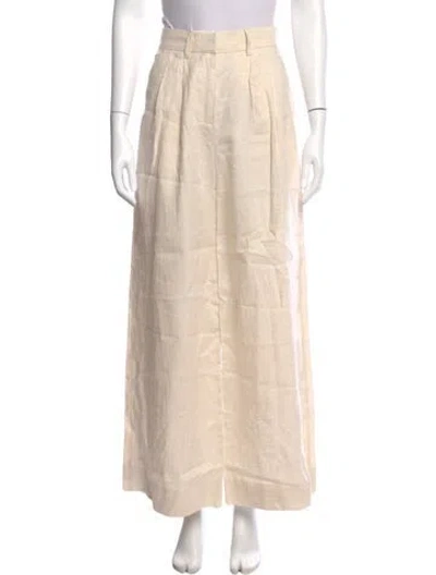 Pre-owned Staud Linen Wide Leg Pants In Neutral