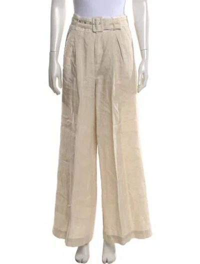 Pre-owned Staud Linen Wide Leg Pants In Neutral