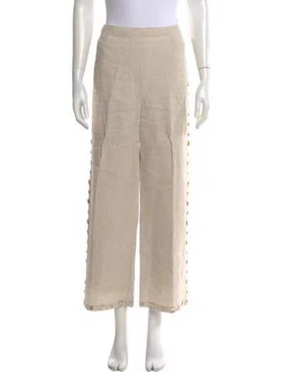 Pre-owned Staud Linen Wide Leg Pants In Neutral