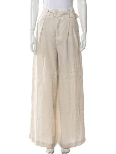 Pre-owned Staud Linen Wide Leg Pants In Neutral