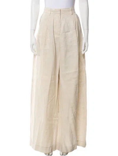Pre-owned Staud Linen Wide Leg Pants In Neutrals