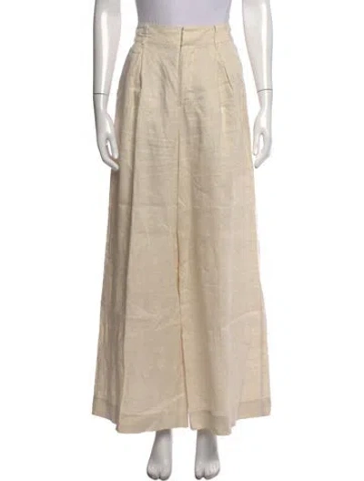 Pre-owned Staud Linen Wide Leg Pants In Neutrals