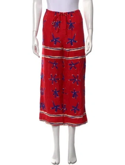 Pre-owned Staud Linen Wide Leg Pants In Red