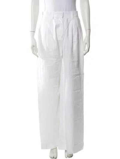 Pre-owned Staud Linen Wide Leg Pants In White