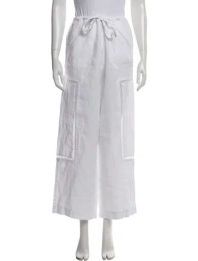 Pre-owned Staud Linen Wide Leg Pants In White