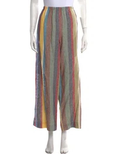 Pre-owned Staud Linen Wide Leg Pants In Yellow
