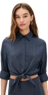 Staud Lisa Linen Top Chambray In Chambray