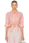 Staud Lisa Tie Front Top In Faded Blush