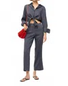 Staud Lisa Linen Top In Chambray In Blue