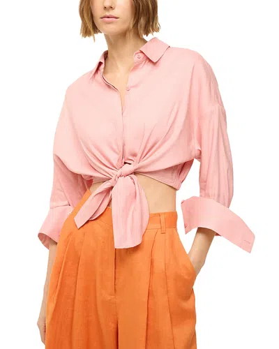 Staud Lisa Tie Front Top In Faded Blush