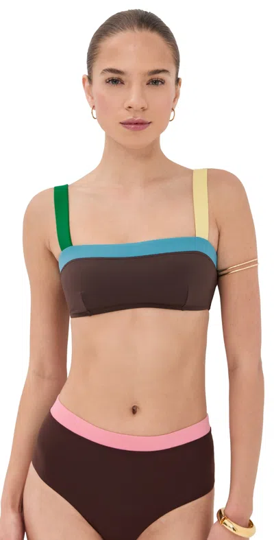 Staud Liv Bikini Top Brown/colorblock In Multi
