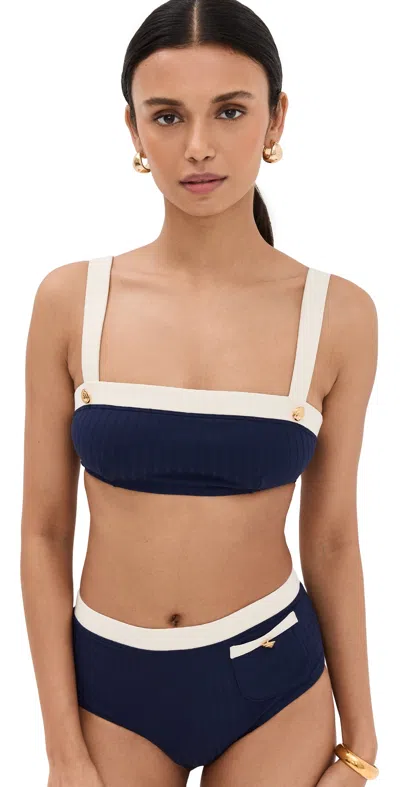 Staud Liv Bikini Top Navy/ivory