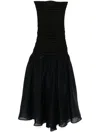 Staud Liya Ruched Jersey And Organza Gown In Black