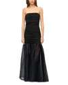 Staud Liya Ruched Jersey And Organza Gown In Black/navy