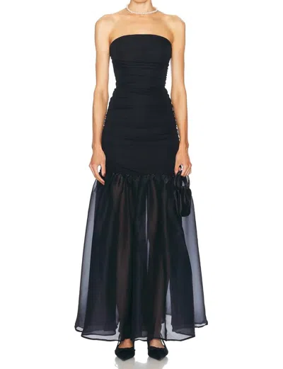 STAUD LIYA SLEEVELESS DRESS IN BLACK/NAVY